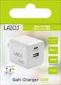 L-AC-G30 Lazos 窒素ガリウム採用 GaN AC充電器 30W ホワイト