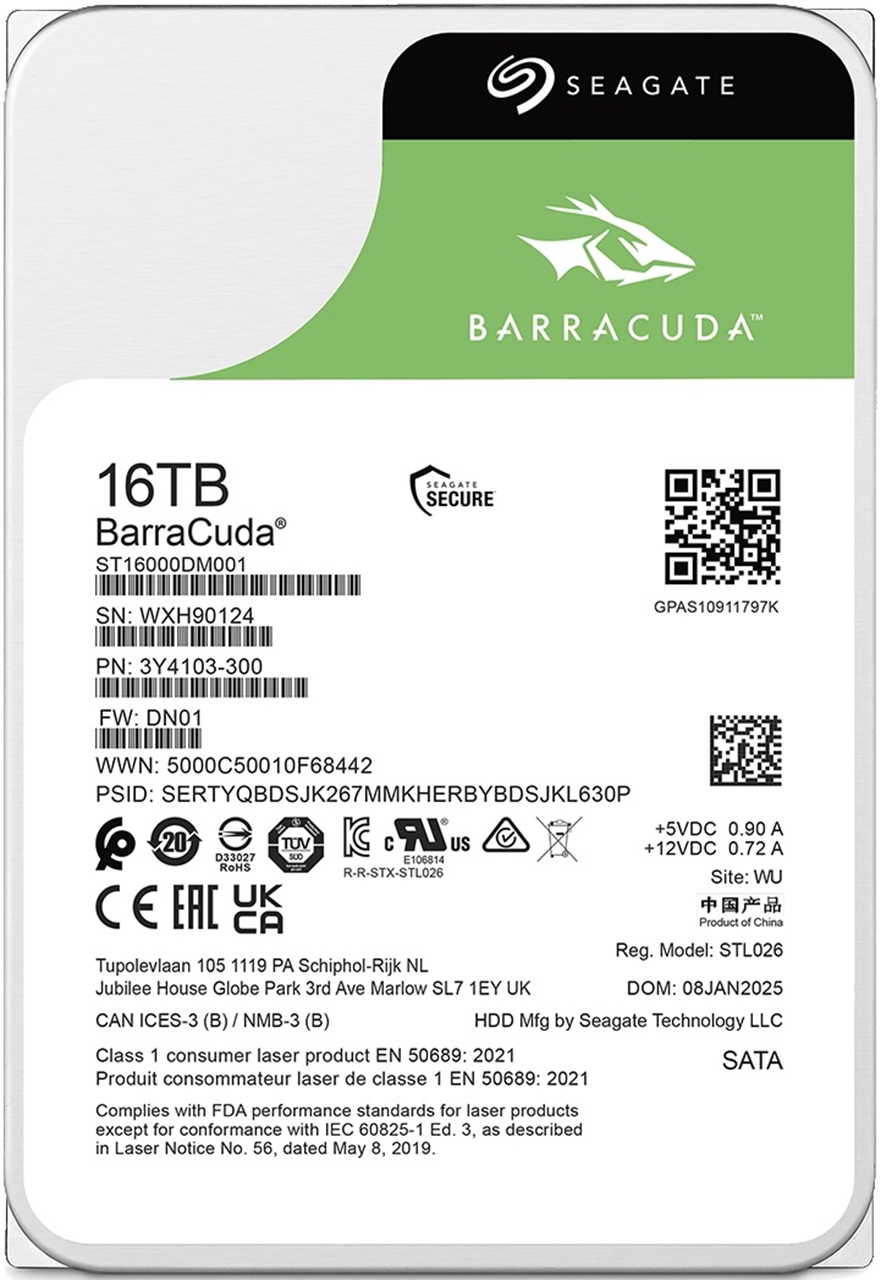 内蔵型ハードディスクドライブ Seagate ST16000DM001 16TB Seagate ST16000DM001 ［BarraCuda 16TB］ BarraCuda（Seagate） 内蔵