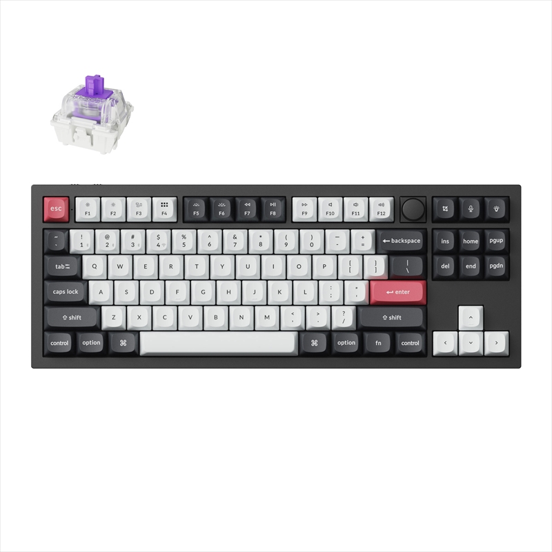 Q3H-M1-US Q3 HE マグネットスイッチ搭載 QMKワイヤレス・カスタムメカニカルキーボード - RGB - US配列（テンキーレス）- カーボンブラック / Gateron ダブルレール・マグネティックスイッチ Nebula（ホットスワップ）