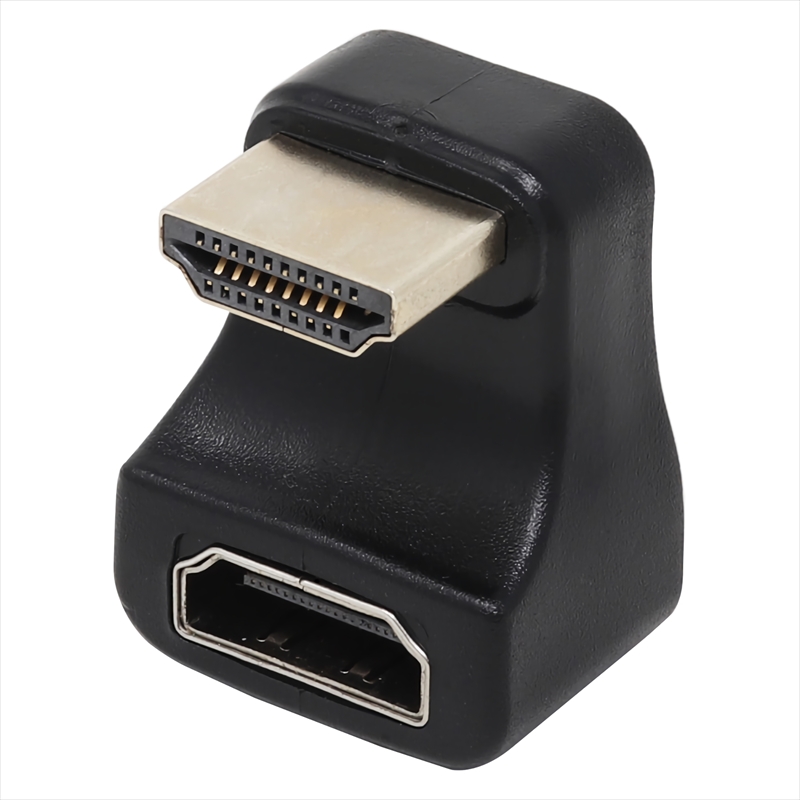 ADV-210 HDMIコネクタの向きを180度反転させるアダプタ。通電LED搭載。下向きタイプ。ブラック