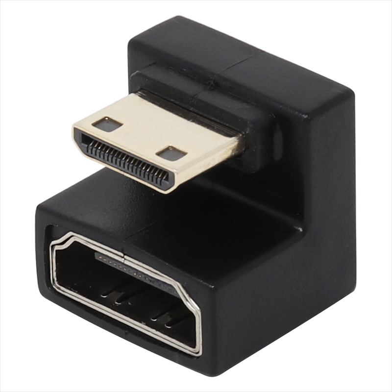 ADV-212 HDMIミニコネクタの向きを180度反転させHDMIコネクタに変換するアダプタ。通電LED搭載。下向きタイプ。ブラック