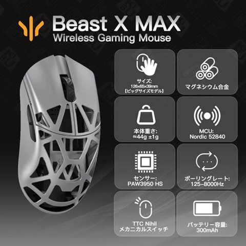 Beast X Max(TTC) Metallic Silver(サイド穴なし)