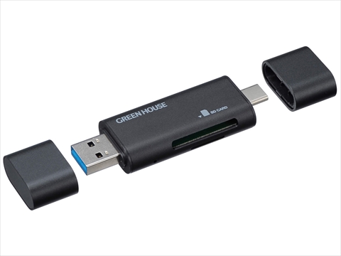 GH-CRACA-BK USB Type-C + USB Type A コンパクトカードリーダ/ライタ  ☆2個まで￥250クリックポスト対応可能！