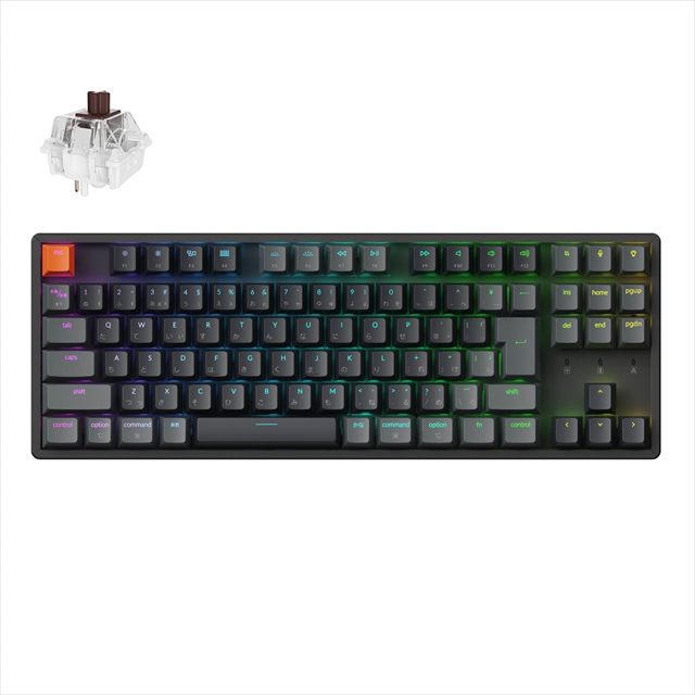 K8X-J3Z-JIS K8 Version 2 QMK ワイヤレスカスタム・メカニカルキーボード - RGB - JIS配列  / Keychron Superスイッチ（ホットスワップ）茶軸 / PBTダブルショットキーキャップ