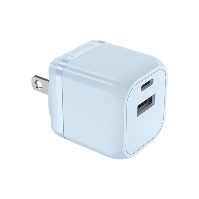 FUSB-ACG302UCBL PD対応 GaN搭載Type-C＆Aポート AC充電器30W スターシーブルー