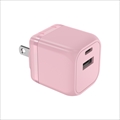 FUSB-ACG302UCPK PD対応 GaN搭載Type-C＆Aポート AC充電器30W パステルピンク