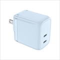 FUSB-ACG452CBL PD対応 GaN搭載Type-Cx2ポート AC充電器45W スターシーブルー