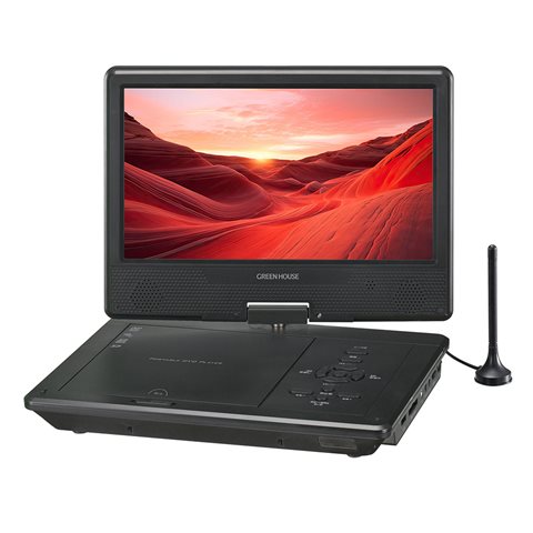 GH-PDV10QT-BK 10型ﾜｲﾄﾞ ﾎﾟｰﾀﾌﾞﾙDVDﾌﾟﾚｰﾔｰ+TV ﾊﾞｯﾃﾘ TypeC