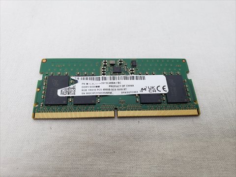 262Pin 4800(PC5-38400) 8GB DDR5 S.O.DIMM 各サイトで併売につき売切れのさいはご容赦願います。
