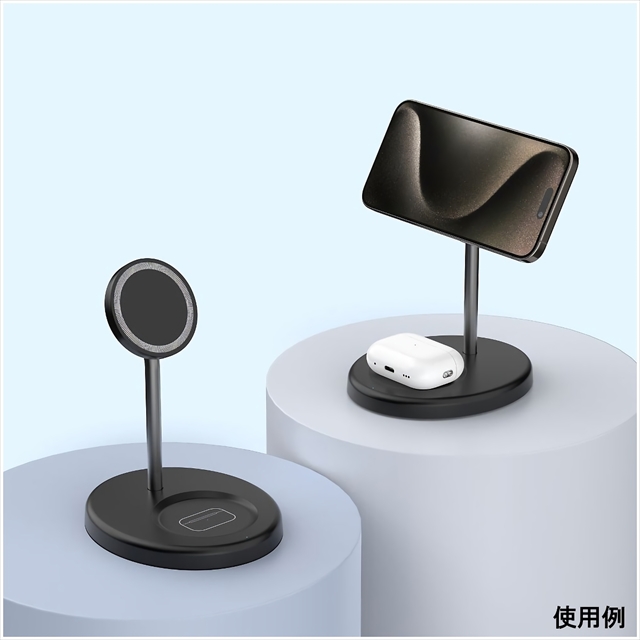 L-SYWLS-BK 2-in-1 ワイヤレス充電スタンド