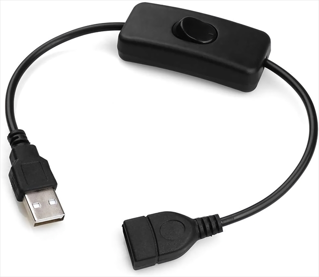 USB電源スイッチケーブル ON/OFFスイッチ付USB2.0延長ケーブル
