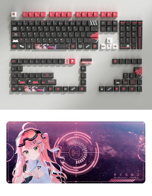 HYTE Sakura Miko Keycap + Mouse Pad Black ※ホロライブ所属「さくらみこ」限定コラボレーションモデル 5月15日正午（12：00）予約開始。2026年秋 出荷予定