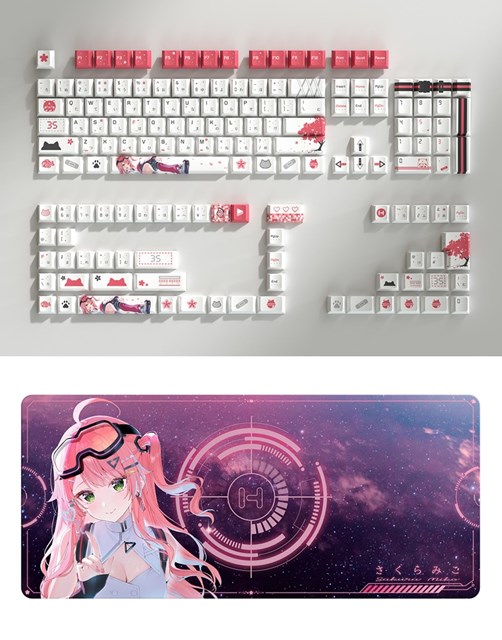 HYTE Sakura Miko Keycap + Mouse Pad White ※ホロライブ所属「さくらみこ」限定コラボレーションモデル 5月15日正午（12：00）予約開始。2026年秋 出荷予定