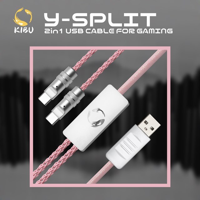KIBU Gear 2in1 Y-SPLIT ゲーミングケーブル Neon Pink