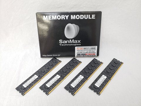 DDR3 1600 4GB DIMM 4枚組 両面16チップ 各サイトで併売につき売切れのさいはご容赦願います。
