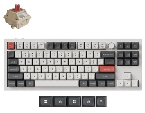 Q3U-P1-US Keychron Q3 Ultra 8K ワイヤレスカスタムメカニカルキーボード - RGB - US配列 - ホワイト / Keychron Silk POMスイッチ（ホットスワップ）赤軸