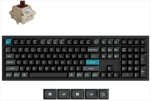 Q6U-M3-US Keychron Q6 Ultra 8K ワイヤレスカスタムメカニカルキーボード - RGB - US配列（テンキー付 / 100%フルサイズ）- ブラック / Keychron Silk POMスイッチ（ホットスワップ）茶軸