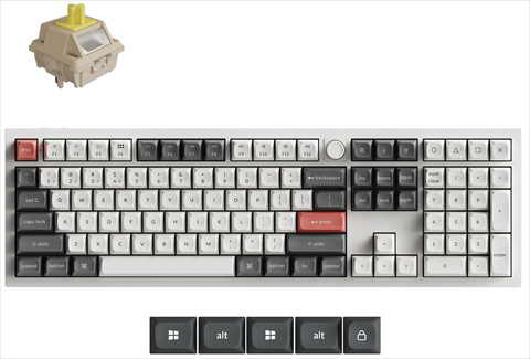 Q6U-P4-US Keychron Q6 Ultra 8K ワイヤレスカスタムメカニカルキーボード - RGB - US配列（テンキー付 / 100%フルサイズ）- ホワイト / Keychron Silk POMスイッチ（ホットスワップ）バナナ軸