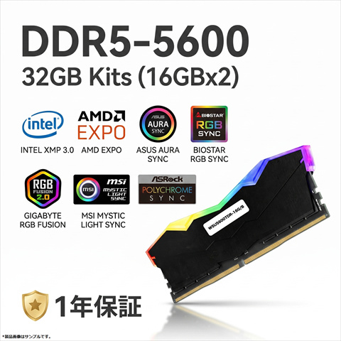 W5U5600TDR-16G/B(ブラックモデル） RGB LED付ヒートシンク