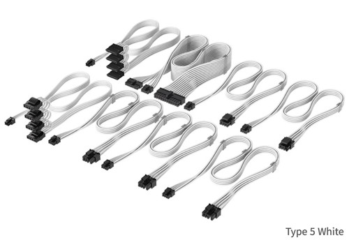 Elite Premium Individually Sleeved Type-5 PSU Cables Pro Kit - White (CP-8920446)