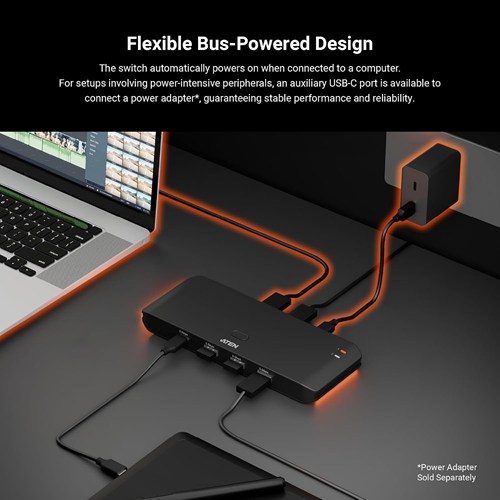 ATEN essentials US4324 USB3.2 USB切替器（PC2台用 / 4デバイス接続