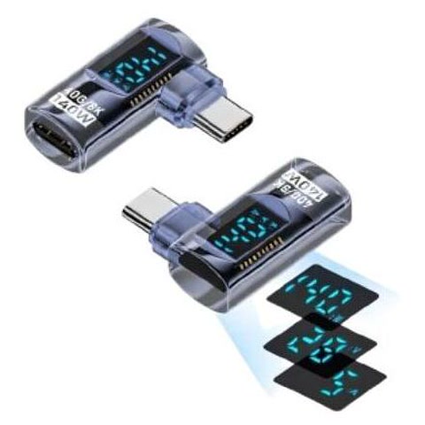 LAD-U4LCMCF140CS USB4 Type-C変換コネクタ 140W L型 Cタイプ 表示機能付き