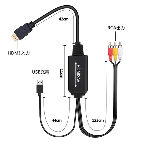 HDX-H2AA 【HDMI→RCA】ケーブル一体型 ★☆今ならユーザー登録特価2480円！☆★