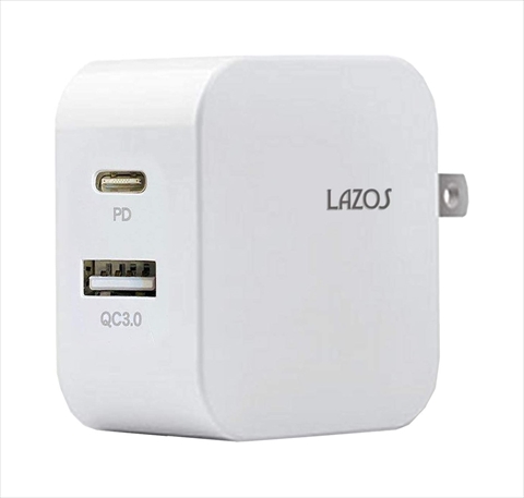 L-AC-CA Lazos 2口 AC充電アダプター USB-A+Type-C PD18W