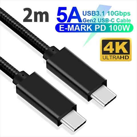 GEN2-2 USB TypeCケーブル PD100W対応 2m ☆2個まで￥300ネコポス対応可能！