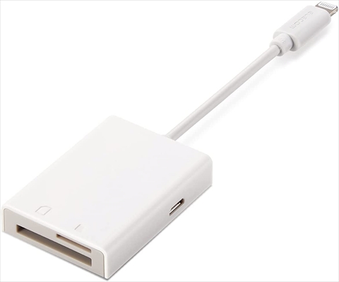 MR-LC201WH  Lightning ｶｰﾄﾞﾘｰﾀﾞｰ/SD+microSD対応/Type-C変換ｱﾀﾞﾌﾟﾀ付属/ｹｰﾌﾞﾙ7cm/ﾎﾜｲﾄ ☆1個まで￥250クリックポスト対応可能！