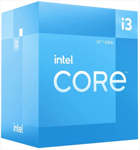 Core i3-12100  4コア(P-core 4(3.3GHz)/8スレッド/Sigle P Turbo(4.3GHz)/Smart Cache 12MB/UHD Graphics 730/TDP60W