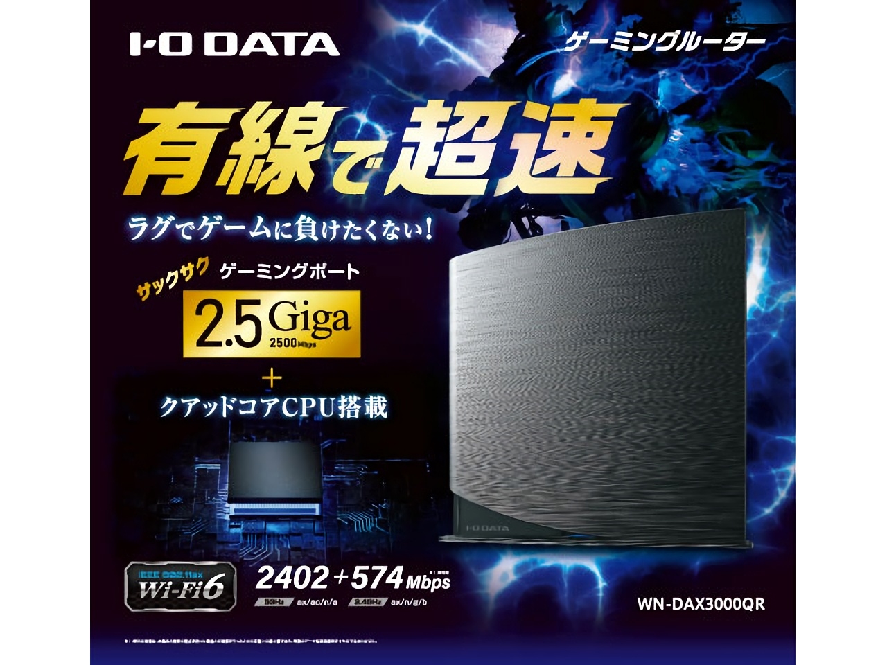 WN-DAX3000QR | 無線ブロードバンドルーター(有線部Gigabit対応 ...