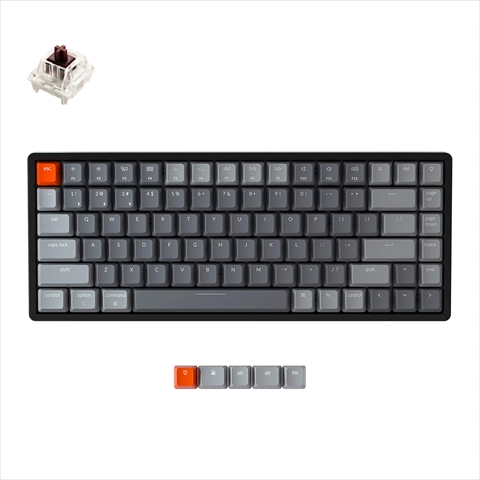 K2/V2-84-RGB-Brown-US Keychron K2（V2） ワイヤレス・メカニカルキーボード RGB - US配列（テンキーレス）-Gateron茶軸