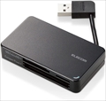 MR-K304BK ﾒﾓﾘﾘｰﾀﾞﾗｲﾀ/ｹｰﾌﾞﾙ収納ﾀｲﾌﾟ/USB2.0対応/ｹｰﾌﾞﾙ6cm/SD+microSD+CF対応/ﾌﾞﾗｯｸ