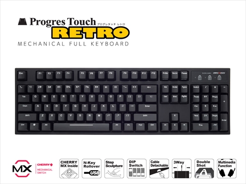 【クリックで詳細表示】AS-KBPD08/SRBKN 静音赤軸 ProgresTouch RETRO 日本語配列