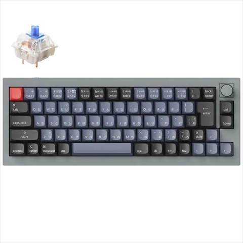 Keychron Q2 QMK カスタム・メカニカルキーボード　ノブバージョン - JIS配列（テンキーレス）- 組み立て済み / シルバーグレー / Gateron G Proスイッチ（ホットスワップ） 青軸 Q2-N2-JIS