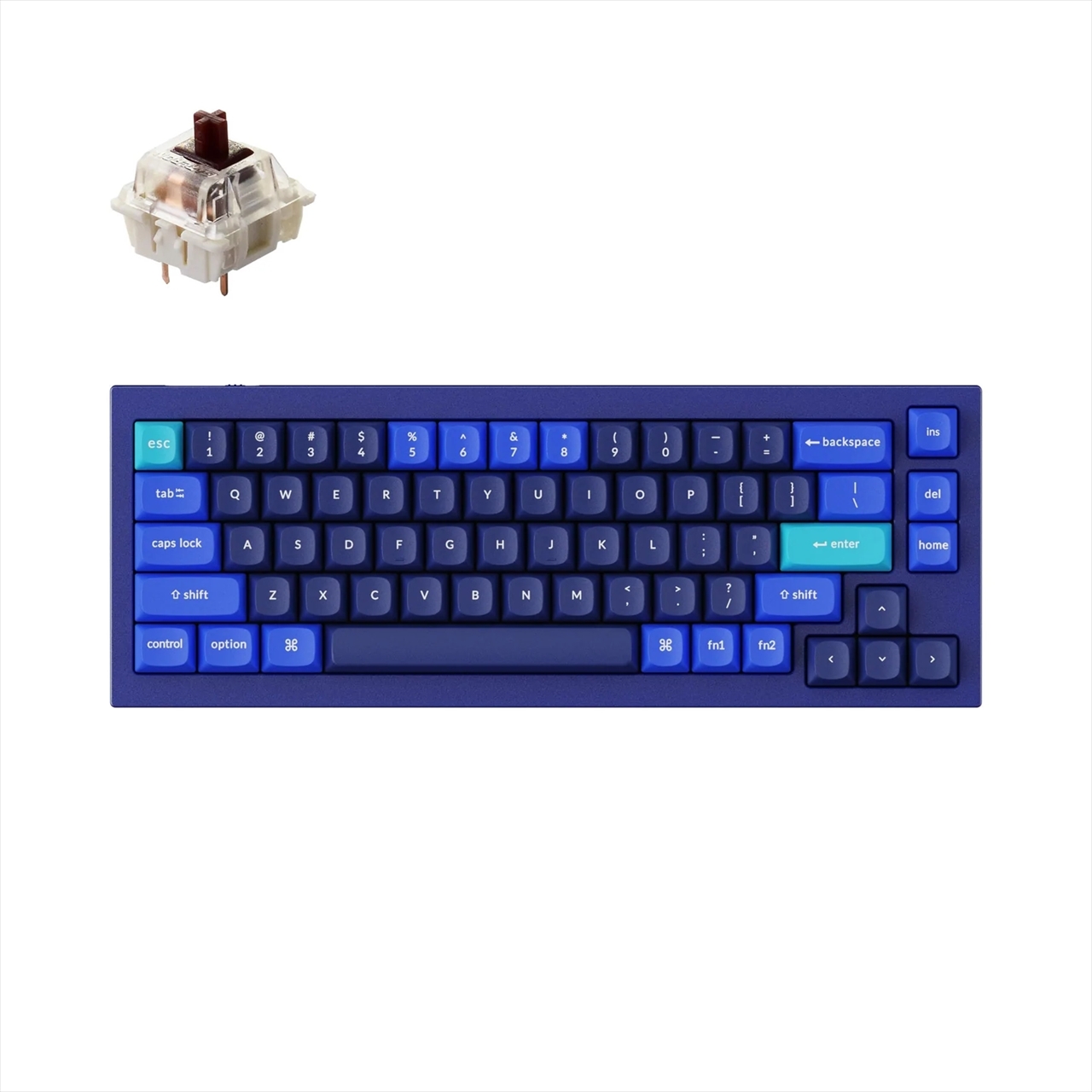 Keychron Q2 US配列ノブ付きネイビーブルー ホットスワップ 青軸-