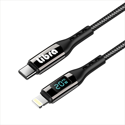 LBR-PDS20LC 出力が見える！液晶付きケーブル　8pin to TYPE-C　20W対応 ☆4個まで￥250クリックポスト対応可能！
