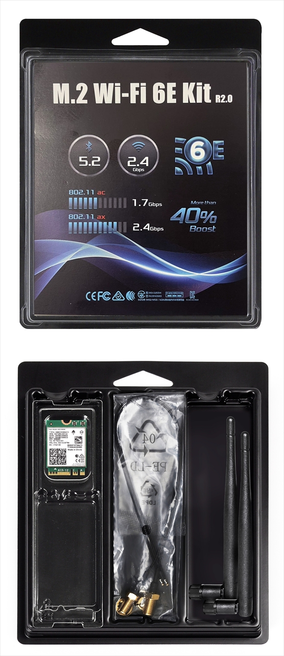 ASRock M.2 WiFi 6E kit R2.0 WiFiカードセット