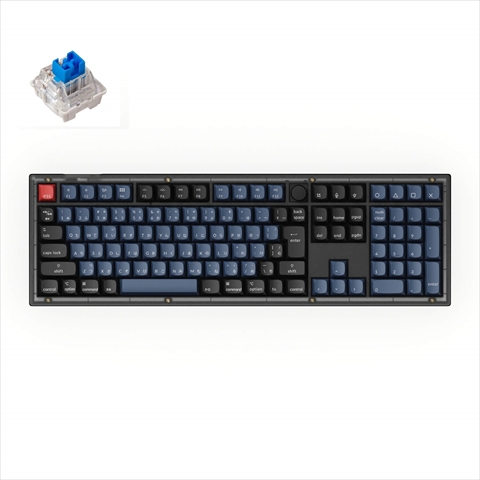 V6-C2-JIS Keychron V6(ノブバージョン) QMK カスタム・メカニカルキーボード RGB - JIS配列（テンキー付）- 組み立て済み -Keychron K Pro 青軸