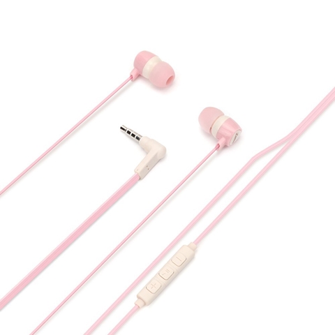 【クリックでお店のこの商品のページへ】PG-SHE3PK1 ステレオインナーイヤーヘッドホン ハンズフリータイプ フラットケーブル 1.2m ピンク