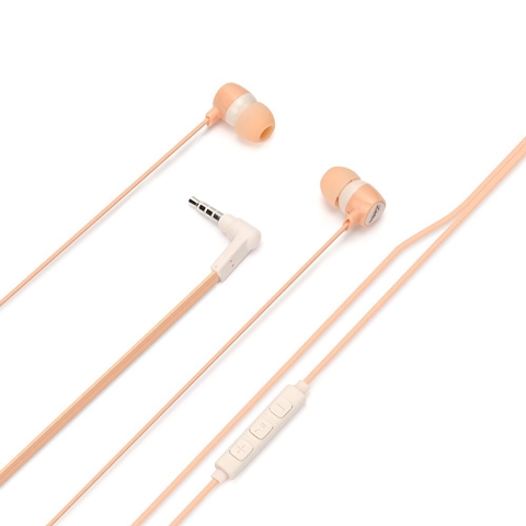 【クリックでお店のこの商品のページへ】PG-SHE3PK4 ステレオインナーイヤーヘッドホン ハンズフリータイプ フラットケーブル 1.2m コーラルピンク
