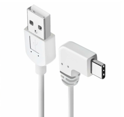 AT-CASTUSC03 ホワイト 3．0A急速充電対応直角Ｌ型急速充電対応USB Type-C充電通信ケーブル ☆6個まで￥250クリックポスト対応可能！