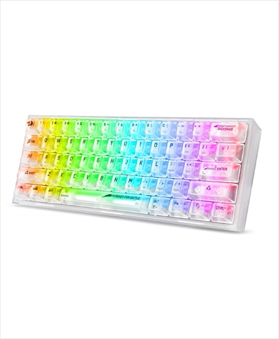 K617CT-RGBTI ゲーミングキーボード クリスタル 英語コンパクト61KEY クリア（透明）軸