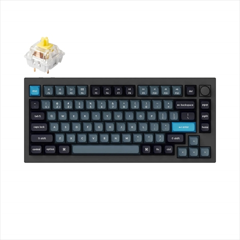Q1P-M4-US Keychron Q1 Pro QMK/VIA ワイヤレス カスタム・メカニカルキーボード　ノブバージョン - RGB - US配列（テンキーレス）- 組み立て済み / カーボンブラック / Keychron K Pro スイッチ（ホットスワップ）バナナ軸 Keychron Q1P-M4-US