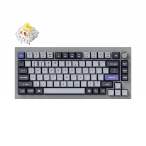 Q1P-N4-US Keychron Q1 Pro QMK/VIA ワイヤレス カスタム・メカニカルキーボード　ノブバージョン - RGB - US配列（テンキーレス）- 組み立て済み / シルバーグレー / Keychron K Pro スイッチ（ホットスワップ）バナナ軸 Keychron Q1P-N4-US