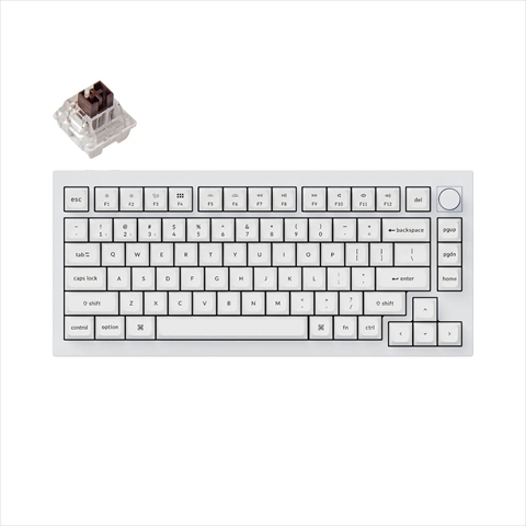 Q1P-P3W-US Keychron Q1 Pro QMK/VIA ワイヤレス カスタム・メカニカルキーボード　ノブバージョン - RGB - US配列（テンキーレス）- 組み立て済み / シェルホワイト（フルホワイト） / Keychron K Pro スイッチ（ホットスワップ）茶軸 Keychron Q1P-P3W-US