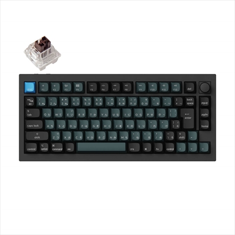 Q1P-M3-JIS Keychron Q1 Pro QMK/VIA ワイヤレス カスタム・メカニカルキーボード　ノブバージョン - RGB - JIS配列（テンキーレス）- 組み立て済み / カーボンブラック / Keychron K Pro スイッチ（ホットスワップ）茶軸 Keychron Q1P-M3-JIS