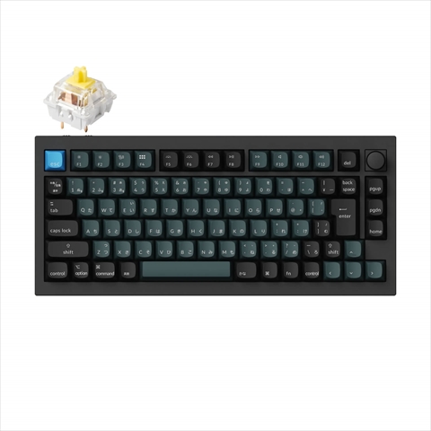 Q1P-M4-JIS Keychron Q1 Pro QMK/VIA ワイヤレス カスタム・メカニカルキーボード　ノブバージョン - RGB - JIS配列（テンキーレス）- 組み立て済み / カーボンブラック / Keychron K Pro スイッチ（ホットスワップ）バナナ軸 Keychron Q1P-M4-JIS