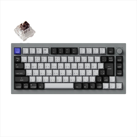 Q1P-N3-JIS Keychron Q1 Pro QMK/VIA ワイヤレス カスタム・メカニカルキーボード　ノブバージョン - RGB - JIS配列（テンキーレス）- 組み立て済み / シルバーグレー / Keychron K Pro スイッチ（ホットスワップ）茶軸 Keychron Q1P-N3-JIS